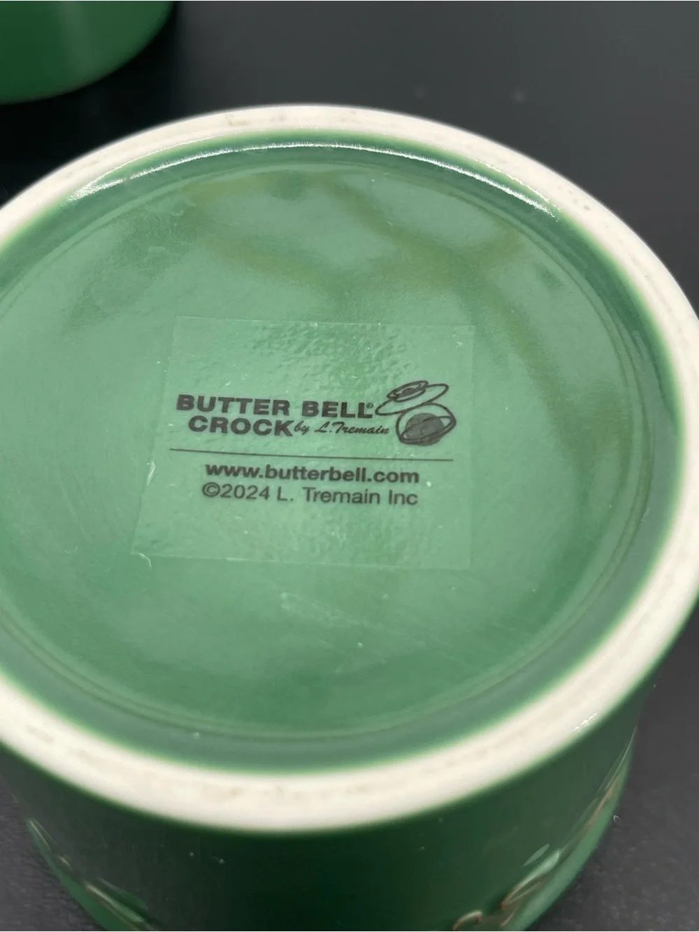 BUTTER BELL Crock by L. TREMAIN French Ceramic Green